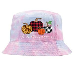 Thankful Grateful Blessed Fashion Buffalo Plaid Leopard Tie-Dyed Bucket Hat