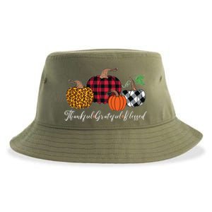 Thankful Grateful Blessed Fashion Buffalo Plaid Leopard Sustainable Bucket Hat