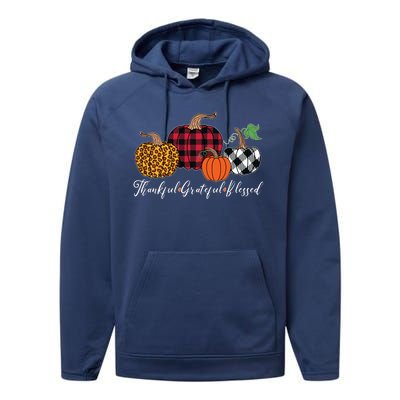 Thankful Grateful Blessed Fashion Buffalo Plaid Leopard Performance Fleece Hoodie