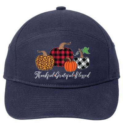 Thankful Grateful Blessed Fashion Buffalo Plaid Leopard 7-Panel Snapback Hat