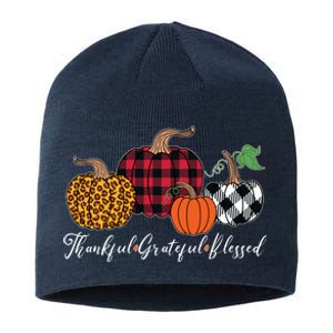 Thankful Grateful Blessed Fashion Buffalo Plaid Leopard Sustainable Beanie