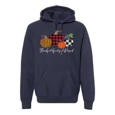 Thankful Grateful Blessed Fashion Buffalo Plaid Leopard Premium Hoodie