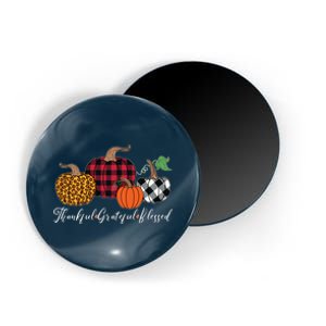 Thankful Grateful Blessed Fashion Buffalo Plaid Leopard Magnet