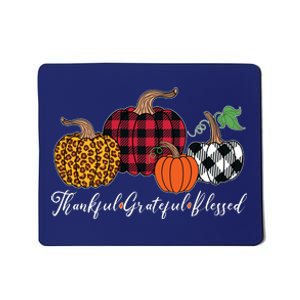 Thankful Grateful Blessed Fashion Buffalo Plaid Leopard Mousepad