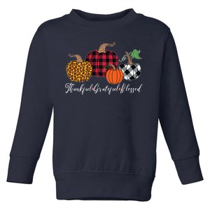 Thankful Grateful Blessed Fashion Buffalo Plaid Leopard Toddler Sweatshirt