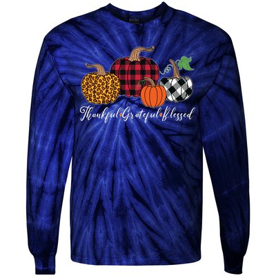 Thankful Grateful Blessed Fashion Buffalo Plaid Leopard Tie-Dye Long Sleeve Shirt