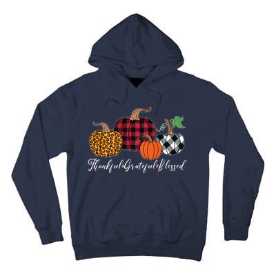 Thankful Grateful Blessed Fashion Buffalo Plaid Leopard Tall Hoodie