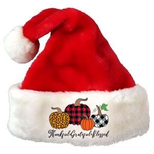 Thankful Grateful Blessed Fashion Buffalo Plaid Leopard Premium Christmas Santa Hat