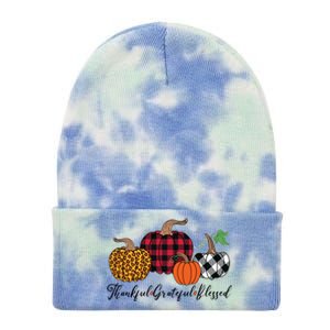 Thankful Grateful Blessed Fashion Buffalo Plaid Leopard Tie Dye 12in Knit Beanie