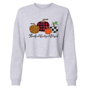 Thankful Grateful Blessed Fashion Buffalo Plaid Leopard Cropped Pullover Crew