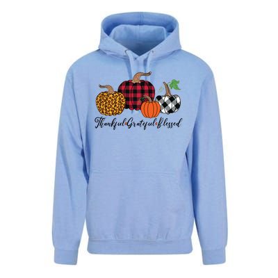 Thankful Grateful Blessed Fashion Buffalo Plaid Leopard Unisex Surf Hoodie