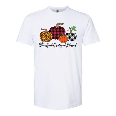 Thankful Grateful Blessed Fashion Buffalo Plaid Leopard Softstyle CVC T-Shirt