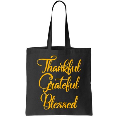 Thankful Grateful Blessed Gold Thanksgiving Logo Bag