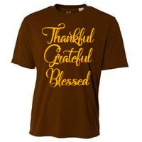 Thankful Grateful Blessed Gold Thanksgiving Logo Cooling Performance Crew T-Shirt