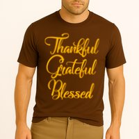 Thankful Grateful Blessed Gold Thanksgiving Logo Performance Shirt