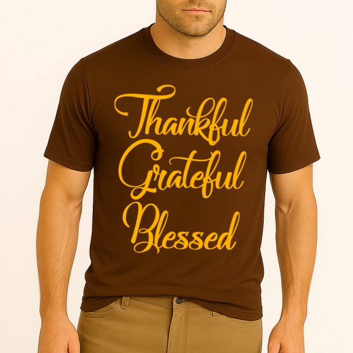 Thankful Grateful Blessed Gold Thanksgiving Logo Performance Shirt