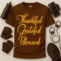 Thankful Grateful Blessed Gold Thanksgiving Logo Performance Shirt