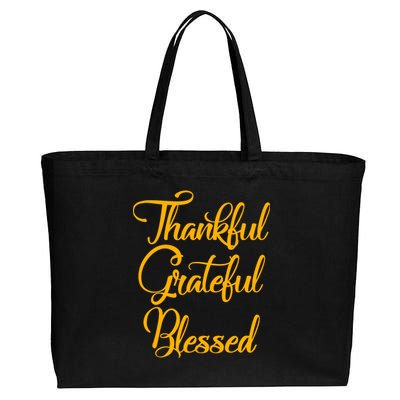 Thankful Grateful Blessed Gold Thanksgiving Logo Cotton Canvas Jumbo Tote