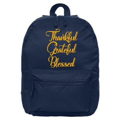 Thankful Grateful Blessed Gold Thanksgiving Logo 16 in Basic Backpack