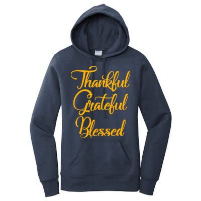 Thankful Grateful Blessed Gold Thanksgiving Logo Women's Pullover Hoodie