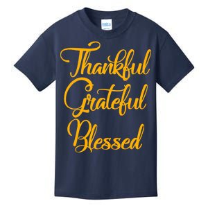 Thankful Grateful Blessed Gold Thanksgiving Logo Kids T-Shirt