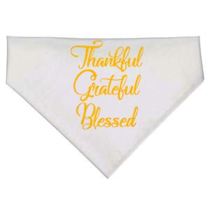 Thankful Grateful Blessed Gold Thanksgiving Logo USA-Made Doggie Bandana