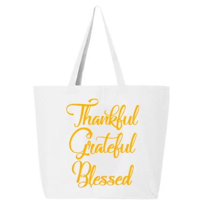 Thankful Grateful Blessed Gold Thanksgiving Logo 25L Jumbo Tote