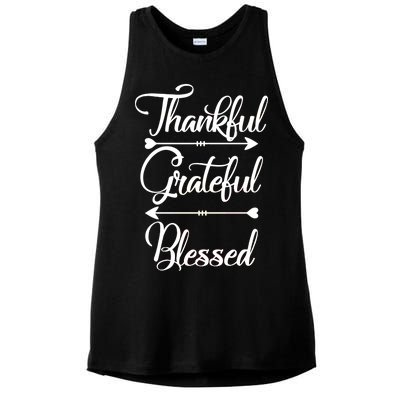 Thankful Grateful Blessed Thanksgiving Day Ladies PosiCharge Tri-Blend Wicking Tank