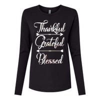 Thankful Grateful Blessed Thanksgiving Day Womens Cotton Relaxed Long Sleeve T-Shirt