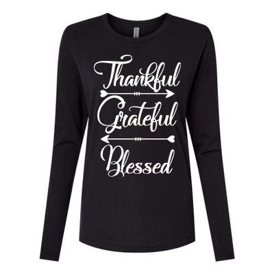 Thankful Grateful Blessed Thanksgiving Day Womens Cotton Relaxed Long Sleeve T-Shirt