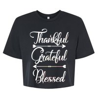 Thankful Grateful Blessed Thanksgiving Day Bella+Canvas Jersey Crop Tee