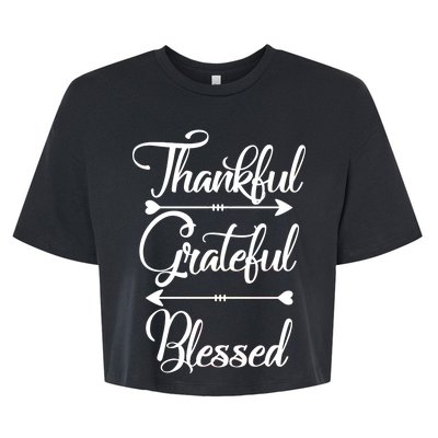 Thankful Grateful Blessed Thanksgiving Day Bella+Canvas Jersey Crop Tee