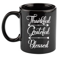 Thankful Grateful Blessed Thanksgiving Day 11oz C Handle Ceramic Mug