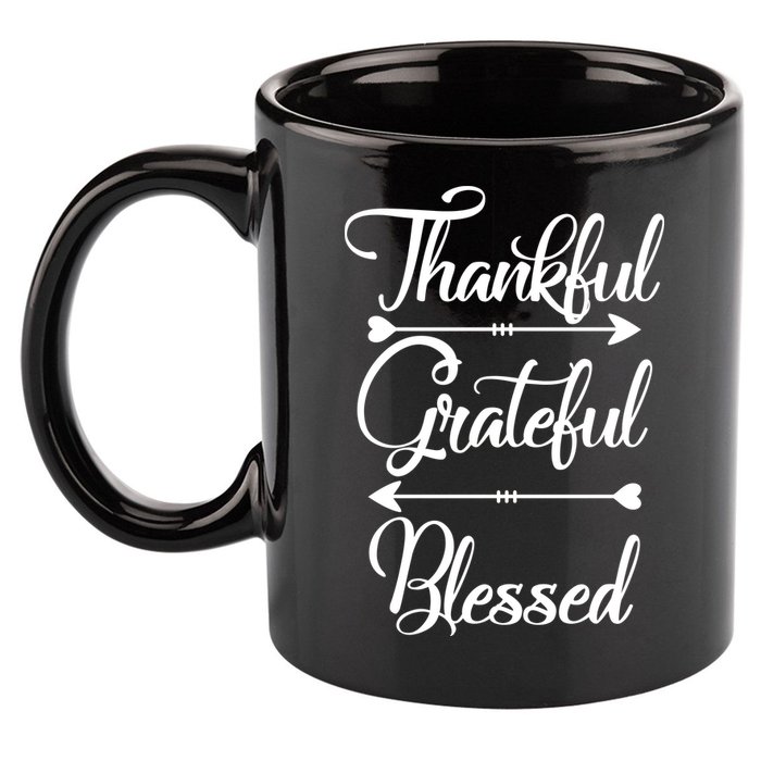 Thankful Grateful Blessed Thanksgiving Day 11oz C Handle Ceramic Mug