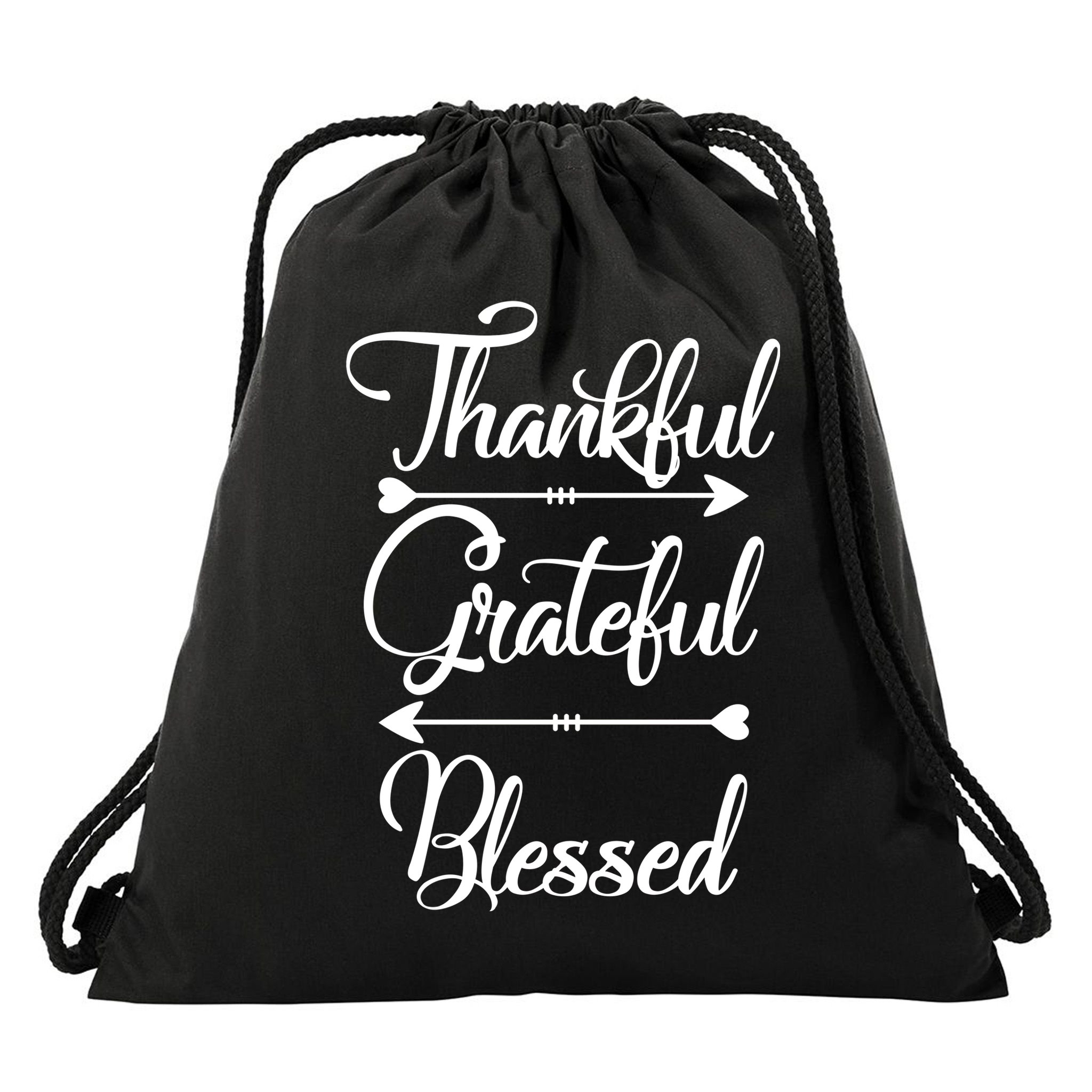 Thankful Grateful Blessed Thanksgiving Day Drawstring Bag