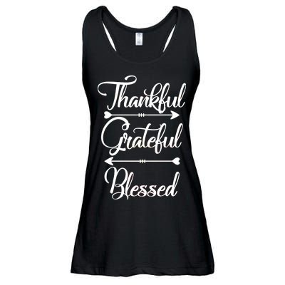 Thankful Grateful Blessed Thanksgiving Day Ladies Essential Flowy Tank