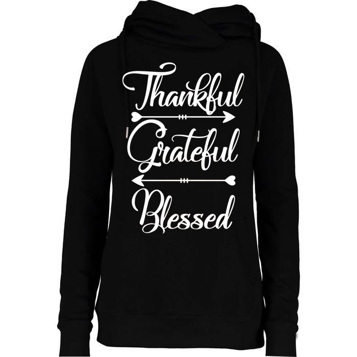 Thankful Grateful Blessed Thanksgiving Day Womens Funnel Neck Pullover Hood