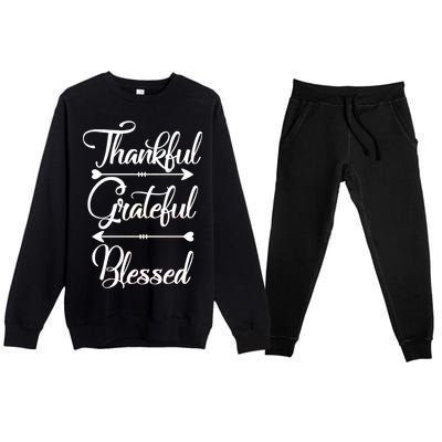 Thankful Grateful Blessed Thanksgiving Day Premium Crewneck Sweatsuit Set