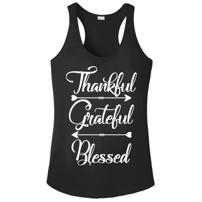 Thankful Grateful Blessed Thanksgiving Day Ladies PosiCharge Competitor Racerback Tank