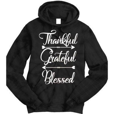 Thankful Grateful Blessed Thanksgiving Day Tie Dye Hoodie