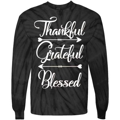 Thankful Grateful Blessed Thanksgiving Day Tie-Dye Long Sleeve Shirt