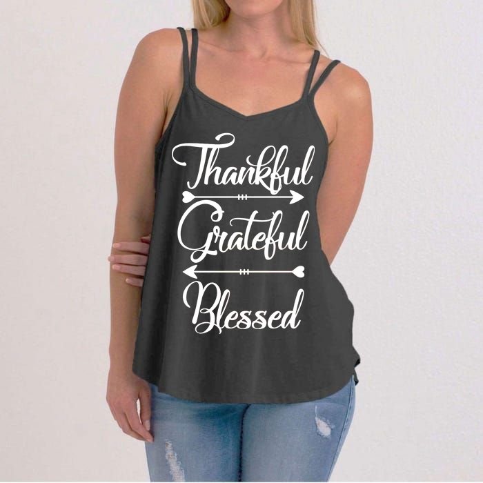 Thankful Grateful Blessed Thanksgiving Day Women's Strappy Tank