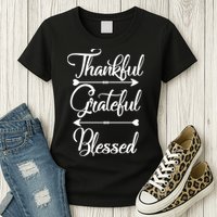 Thankful Grateful Blessed Thanksgiving Day Womens T-Shirt