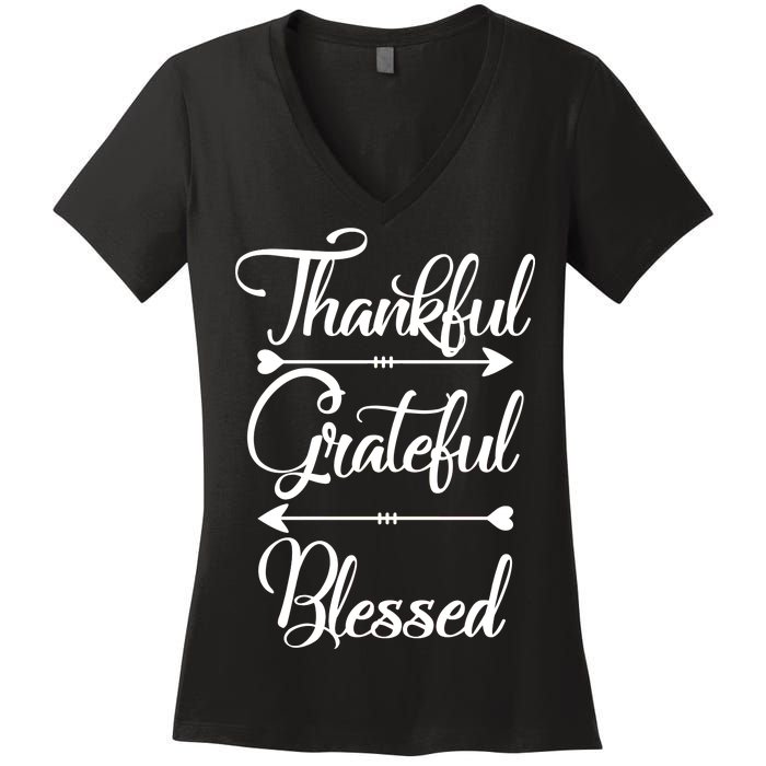 Thankful Grateful Blessed Thanksgiving Day Women's V-Neck T-Shirt