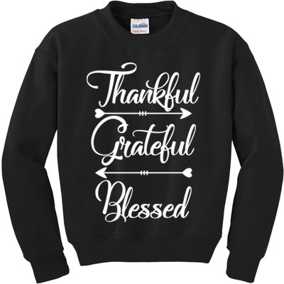 Thankful Grateful Blessed Thanksgiving Day Kids Sweatshirt