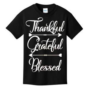 Thankful Grateful Blessed Thanksgiving Day Kids T-Shirt