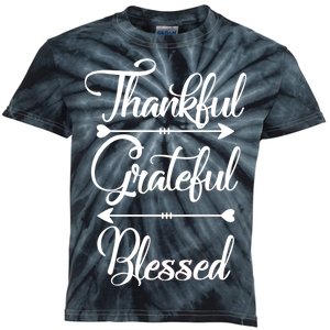 Thankful Grateful Blessed Thanksgiving Day Kids Tie-Dye T-Shirt