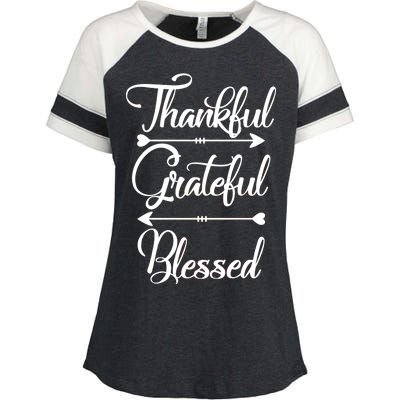 Thankful Grateful Blessed Thanksgiving Day Enza Ladies Jersey Colorblock Tee