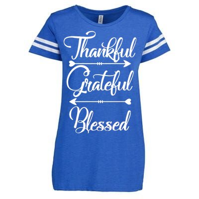 Thankful Grateful Blessed Thanksgiving Day Enza Ladies Jersey Football T-Shirt