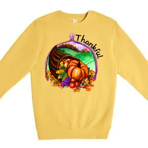 Thankful Pumpkin Fall Thanksgiving Premium Crewneck Sweatshirt